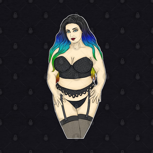 Thick Pinup Rainbow Hair by VixxxenDigitalDesign